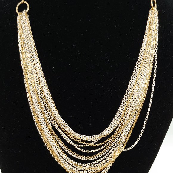 KENNETH COLE NY- Gold & White Multi-Chain Necklace - Picture 1 of 4